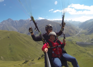 Georgia - Paragliding among the peaks of the Caucasus mountains